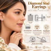 King Of Bling's 0.05ct Micro Pave 925 White Silver Diamond Square Earring For Men's & Women's KING OF BLINGS