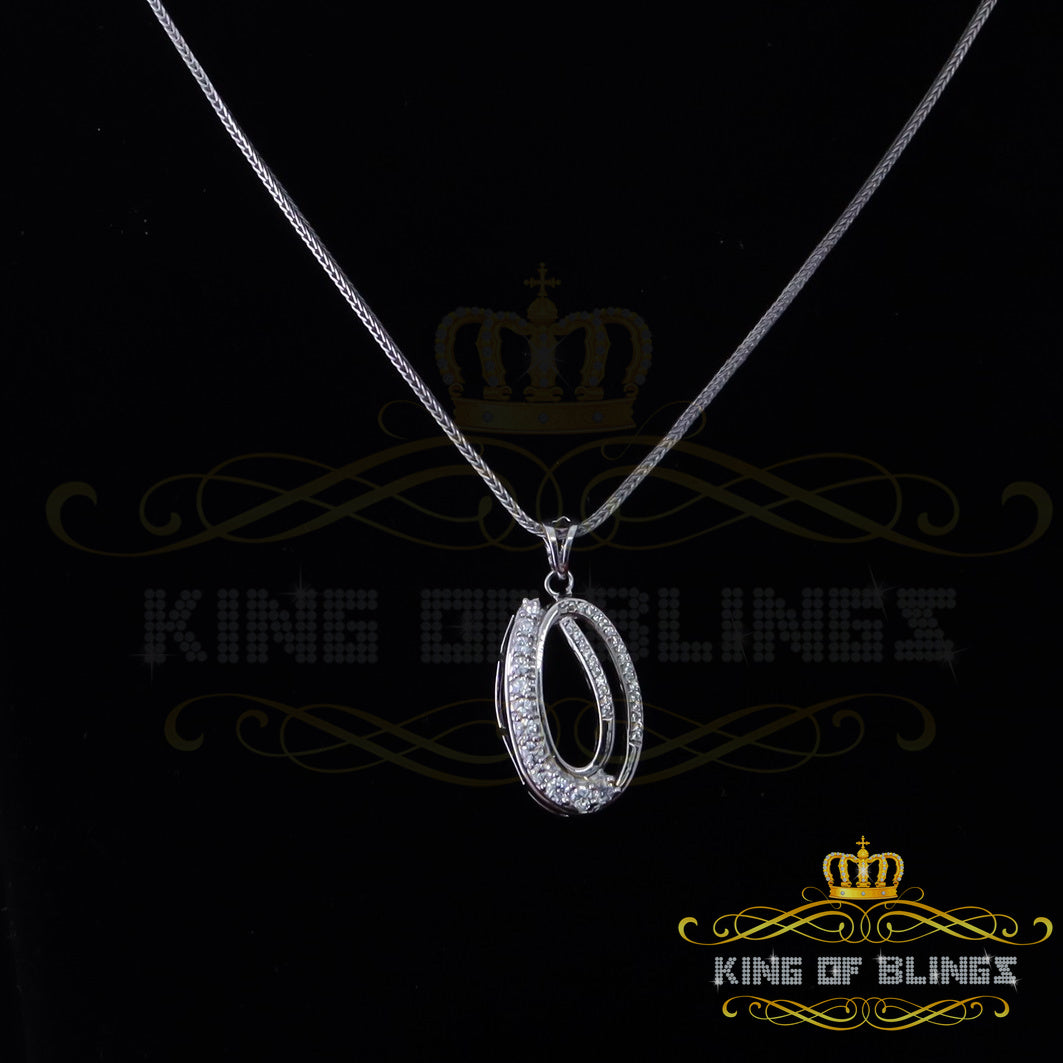 King Of Bling's White Sterling Silver FASHION Shape Pendant with1.32ct Cubic Zirconia Stone
