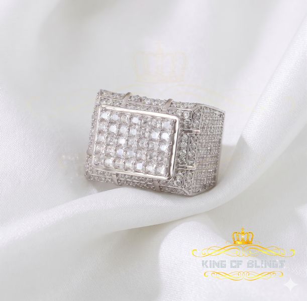 King Of Bling'sWhite 12.50ct Cubic Zirconia Cocktail Square Adjustable Ring From SZ 10 to 12