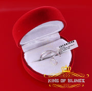 King of Bling's  Real 0.10 CT Diamond with 10 kt White Gold HEART shape Womens Ring Size 6.5 KING OF BLINGS