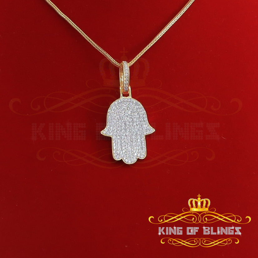 King Of Bling's Promise Yellow Sterling silver "HAMSA" Shape Pendant with 3.38ct Cubic Zirconia