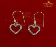 King of Bling's 925 Yellow Silver 0.88ct Cubic Zirconia For Women's Dangling Heart Stud Earrings KING OF BLINGS