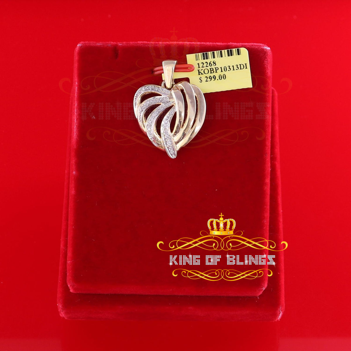 King Of Bling's Real 0.12ct Diamond 925 Sterling Silver HEART Charm Necklace Yellow Pendant KING OF BLINGS