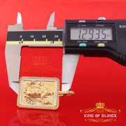 King Of Bling's Men's Square Santo Nino De Atocha 3D Yellow '1'inch 925 Silver 0.66ct CZ Pendant KING OF BLINGS