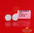 King of Blings- Aretes Para Hombre 925 White Silver 1.68ct Cubic Zirconia Round Women's Earrings KING OF BLINGS