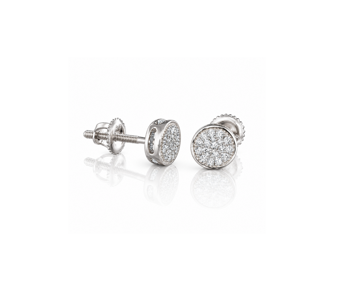 King Of Bling's 925 Sterling Silver 0.10ct Diamond For Women's & Men's White Stud Round Earring KING OF BLINGS