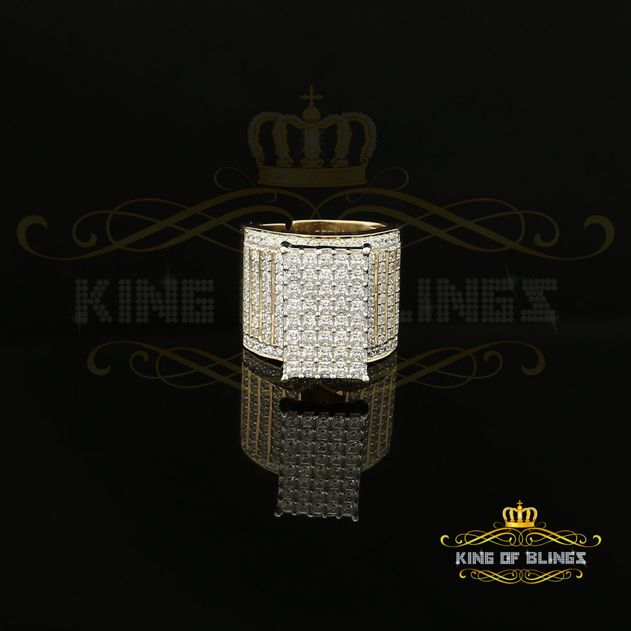 King Of Bling's 925 Yellow Silver CZ 7.00ct Womens Adjustable Cindarella Ring From Size 7 to 9 KING OF BLINGS