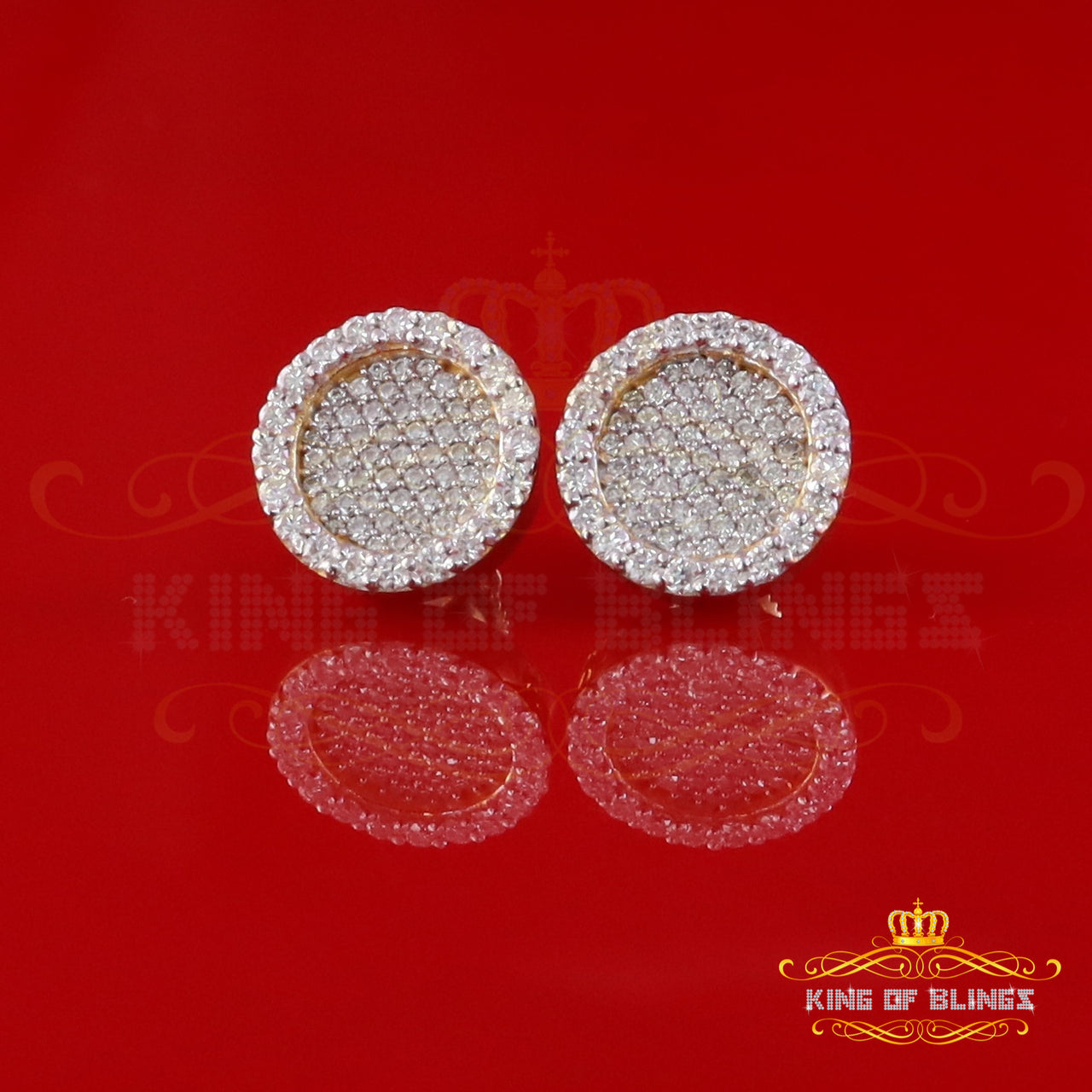 King  of Bling's 925 Yellow Silver 1.00ct VVS 'D' Moissanite Round Stud Earring Men's/Womens King of Blings
