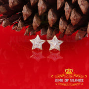 King Of Bling's 925 Sterling Silver Yellow 0.25ct Diamond For Women's / Men's Stud Star Earrings KING OF BLINGS