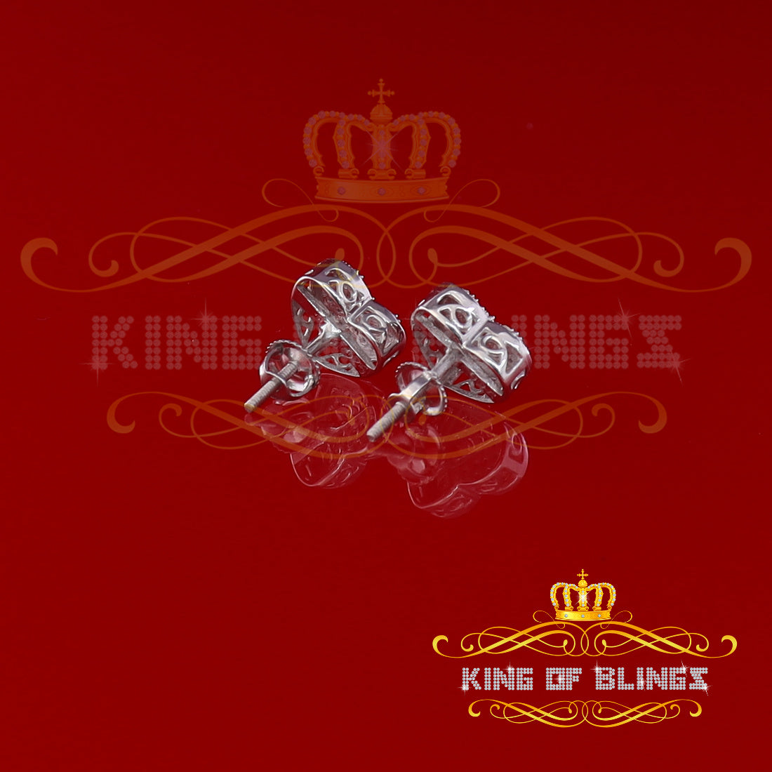 King Of Bling's Aretes Para Hombre Heart 925 White Silver 0.15ct Diamond Women's style Earring KING OF BLINGS