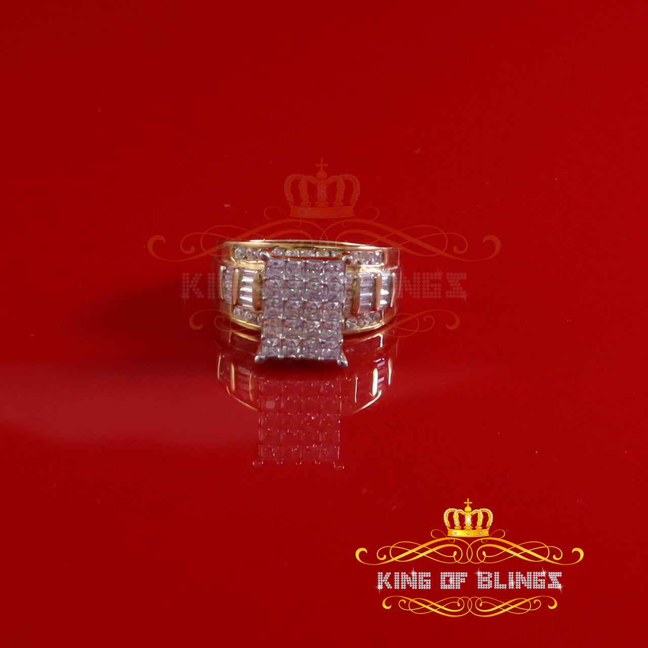 King Of Bling's 925 Sterling Yellow Silver 1.75 ct Cubic Zirconia Cinderella Womens Ring Size 8