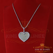 King of Bling's White 925 Sterling Silver Pendant Charming Necklace as 19.21ct Cubic Zirconia KING OF BLINGS