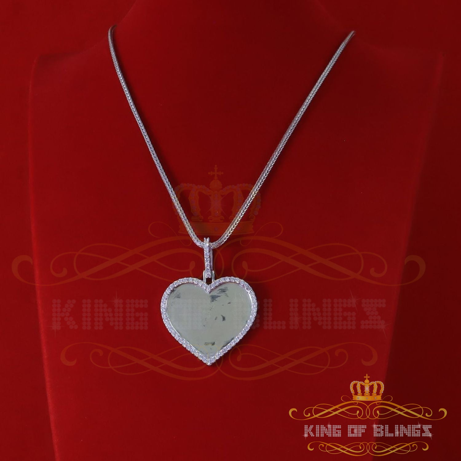 King of Bling's White 925 Sterling Silver Pendant Charming Necklace as 19.21ct Cubic Zirconia KING OF BLINGS