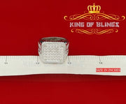 King Of Bling'sWhite Silver 4.90ct Cubic Zirconia Square Men's Adjustable Ring SZ From 9 to 11 KING OF BLINGS