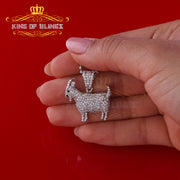 White 925 Sterling Silver Goat wise Shape Pendant with 3.82ct Cubic Zirconia KING OF BLINGS