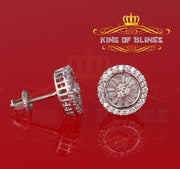 King of Blings- 0.52ct Cubic Zirconia 925 White Sterling Silver Women's Hip Hop Round Earrings KING OF BLINGS