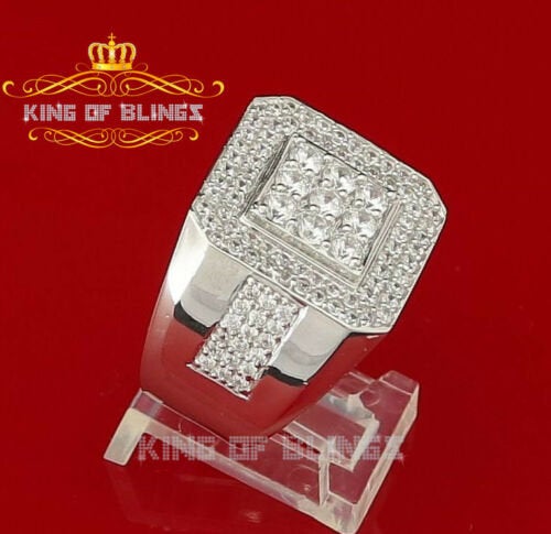Sterling White Silver 3.50ct Cubic Zirconia Men's Adjustable Ring From SZ 10 to 12 KING OF BLINGS