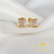 King Of Bling's 925 Sterling Yellow Silver Kite Shape 6.45MM size 0.10 CT Diamond Stud Earrings KING OF BLINGS