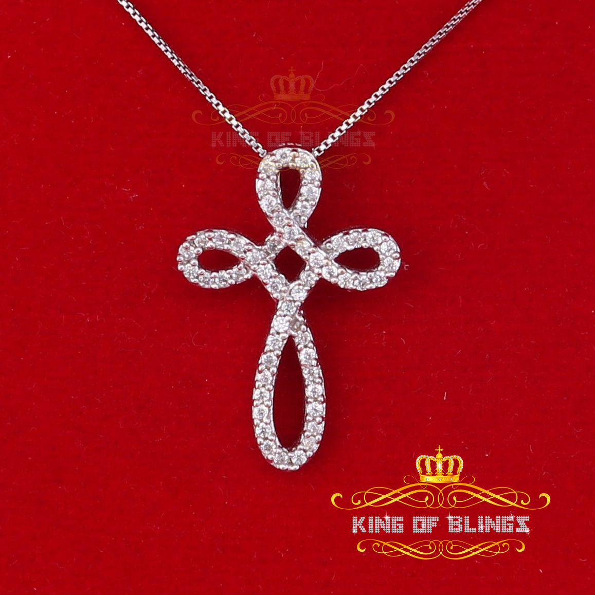 King Of Bling's White Charming Necklace 925 Sterling Silver Pendant with 3.41ct Cubic Zirconia