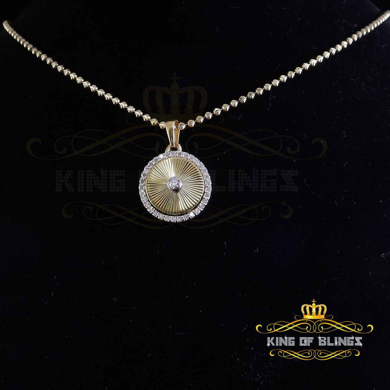 King Of Bling's 925 Yellow Silver 1.00ct VVS D Clr Moissanite Round Diamond Cut Pendant / Women