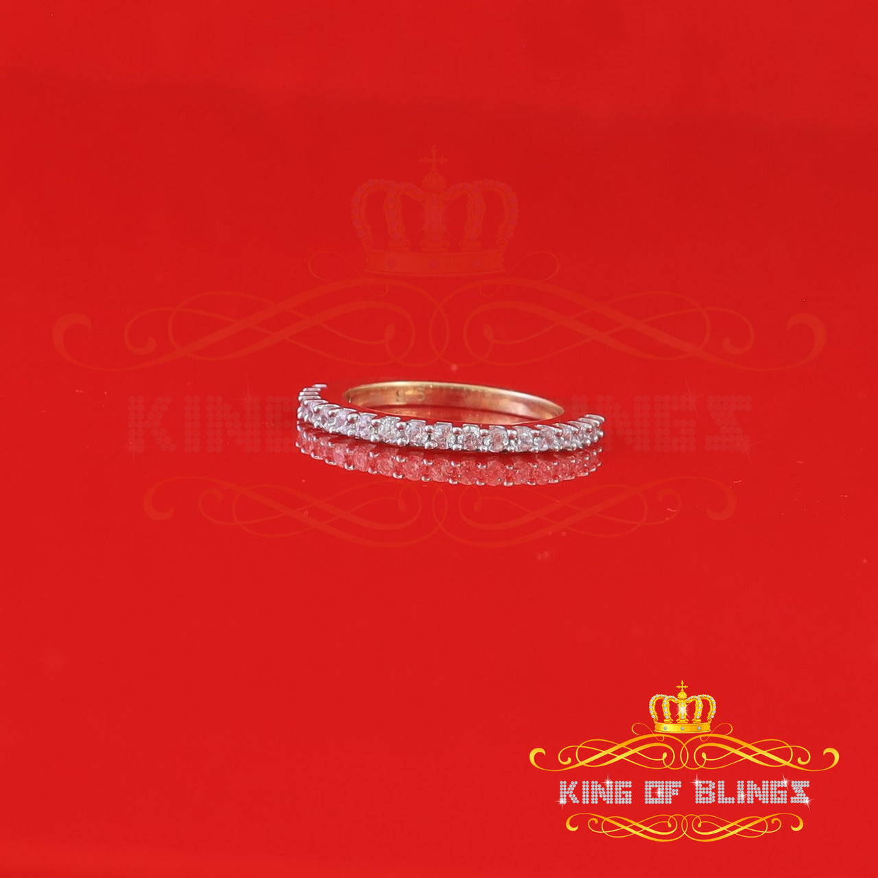 King Of Bling's 1.00ct 925 Sterling Yellow Silver Round Cubic Zirconia Womens/Men's Ring Size 7