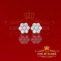 King of Blings- Cubic Zirconia 925 White 4.34ct Sterling Silver Women's Hip Hop Floral Earrings KING OF BLINGS