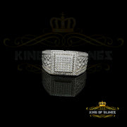 Sterling Silver White 1.25ct Cubic Zirconia Wide Square Cocktail Men's Ring SZ10 KING OF BLINGS