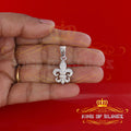 White Fleur de Lis Shape Sterling Silver Pendant with 0.88ct Cubic Zirconia KING OF BLINGS