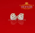 King of Bling's 1.07ct Cubic Zirconia 925 Yellow Silver Women's & Men's Hip Hop Heart Earrings KING OF BLINGS