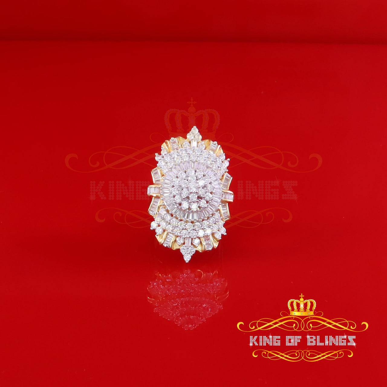 King Of Bling's 925 Sterling Silver Yellow 11.00ct Cubic Zirconia Cocktail Womens Ring Size 9