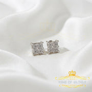 King Of Bling's 0.05ct Diamond Stud Earrings For Women White 925 Sterling Silver Stud For Men KING OF BLINGS