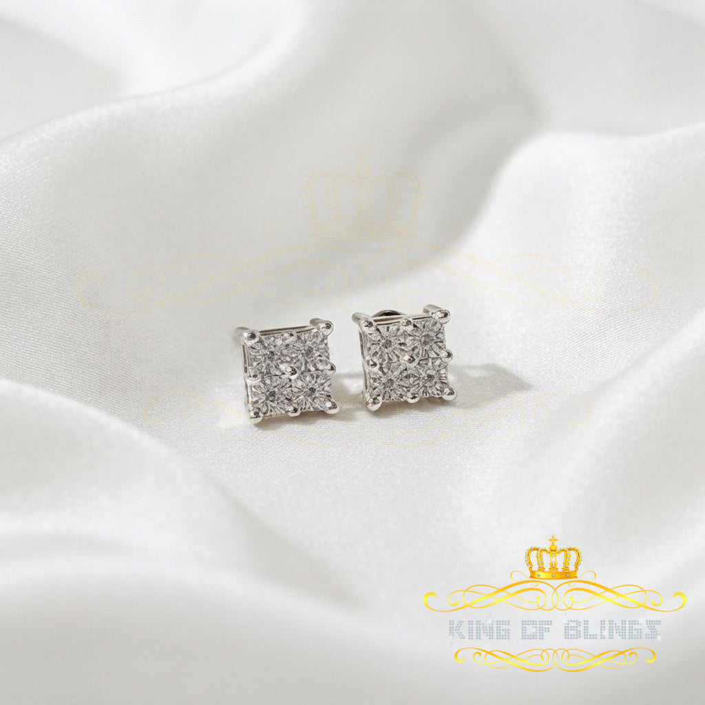 King Of Bling's 0.05ct Diamond Stud Earrings For Women White 925 Sterling Silver Stud For Men KING OF BLINGS