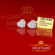 King Of Bling's Micro Pave Heart 0.66ct Real Diamonds 925 White Silver Women's & Men's Earrings KING OF BLINGS