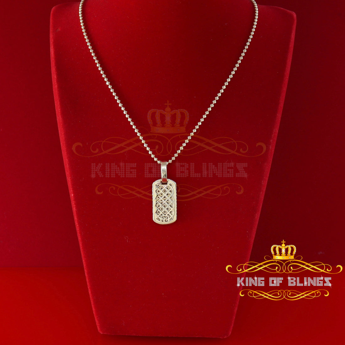 King Of Bling's King of Bling Yellow Sterling Silver Dog Tag Pendant with 2.80ct Cubic Zirconia KING OF BLINGS