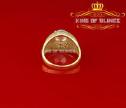 King Of Bling's Sterling Yellow Silver Big One 14.00ct Cubic Zirconia Fashion Round Ring Size 15 KING OF BLINGS