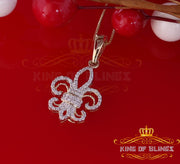 Yellow 925 Sterling Silver Fleur de Lis Pendant with 0.69ct Cubic Zirconia Stone KING OF BLINGS