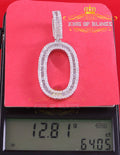 White Sterling Silver Baguette Numberic Digit '0' Pendant 4.78ct Cubic Zirconia KING OF BLINGS