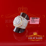 King Of Bling's 925 Silver Yellow 8.40ct Cubic Zirconia Wide Men Adjustable Ring From SZ 9 to 11 KING OF BLINGS