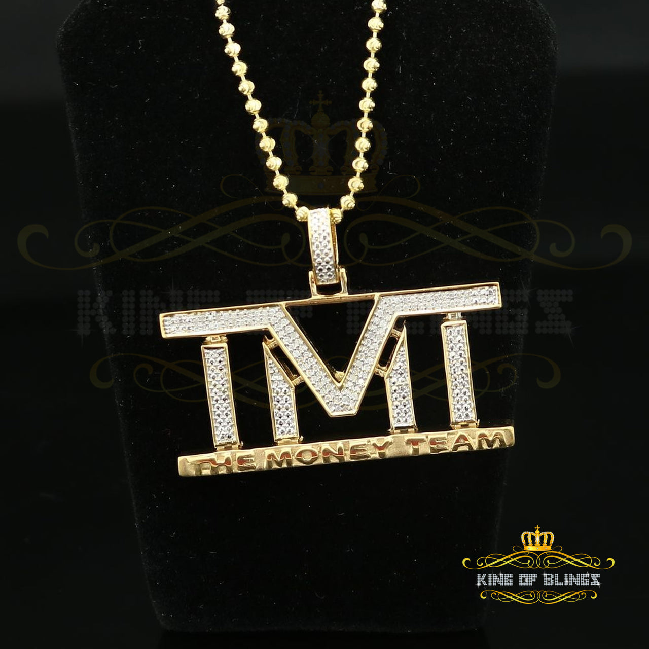 King Of Bling's Real 0.33ct Diamond Sterling Silver Fashion TMT Charm Necklace Pendant in Yellow KING OF BLINGS