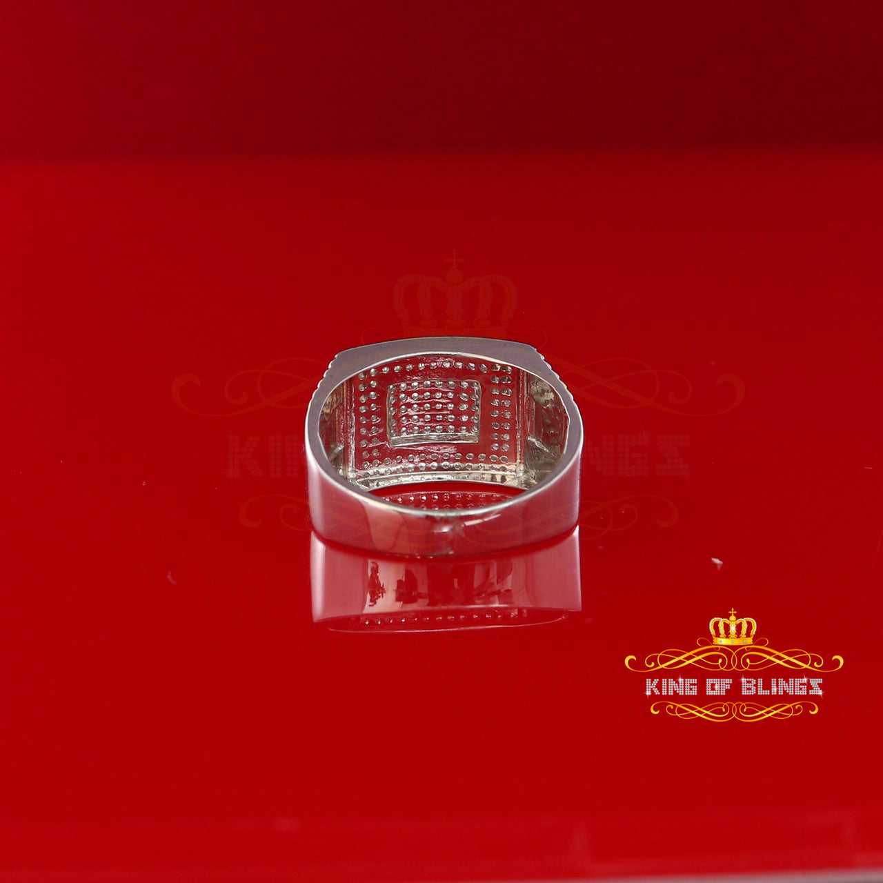 King Of Bling's925 Sterling White Silver Square 1.20ct Cubic Zirconia Men's Ring Big Size10