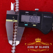 925 Silver White 20ct Moissanite Tennis Men's Necklace size 21.5 inch & Widt 6mm KING OF BLINGS