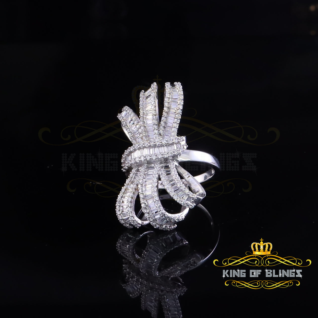 King Of Bling's925 Silver Cocktail Ring In White 4.20ct Cubic Zirconia Women's Ring Size 9