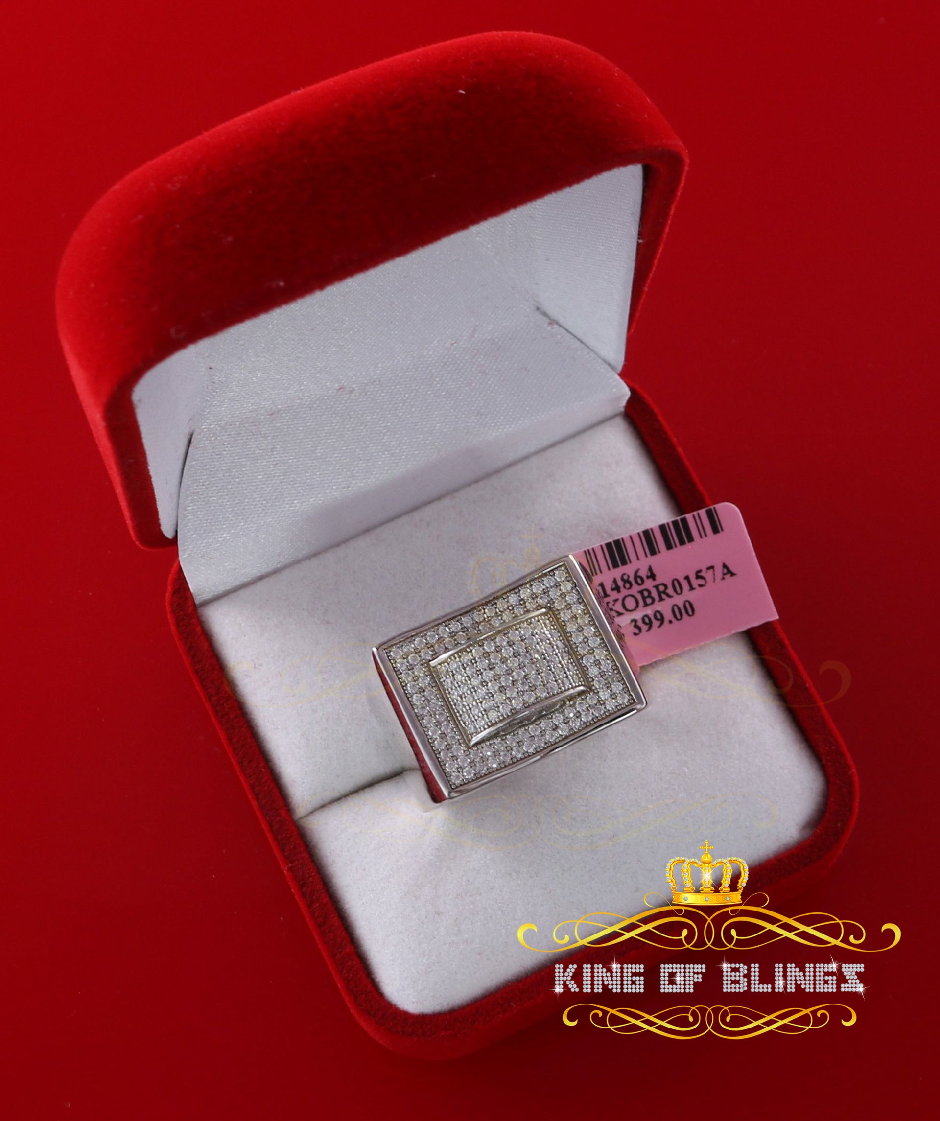 925 Sterling White Silver 1.50ct Cubic Zirconia Square Men's For Him Ring Size 9 KING OF BLINGS