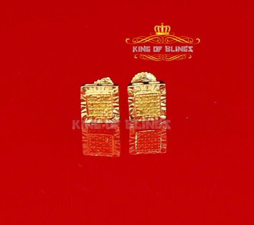 King Of Bling's 0.05ct Yellow Diamond 925 Sterling Silver For Men's / Women's Square Earrings