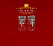 King of Blings- 925 Hip Hop White Sterling Silver 0.64ct Cubic Zirconia Women's Square Earrings KING OF BLINGS