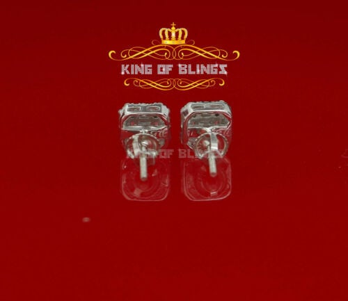 King of Blings- 925 Hip Hop White Sterling Silver 0.64ct Cubic Zirconia Women's Square Earrings KING OF BLINGS