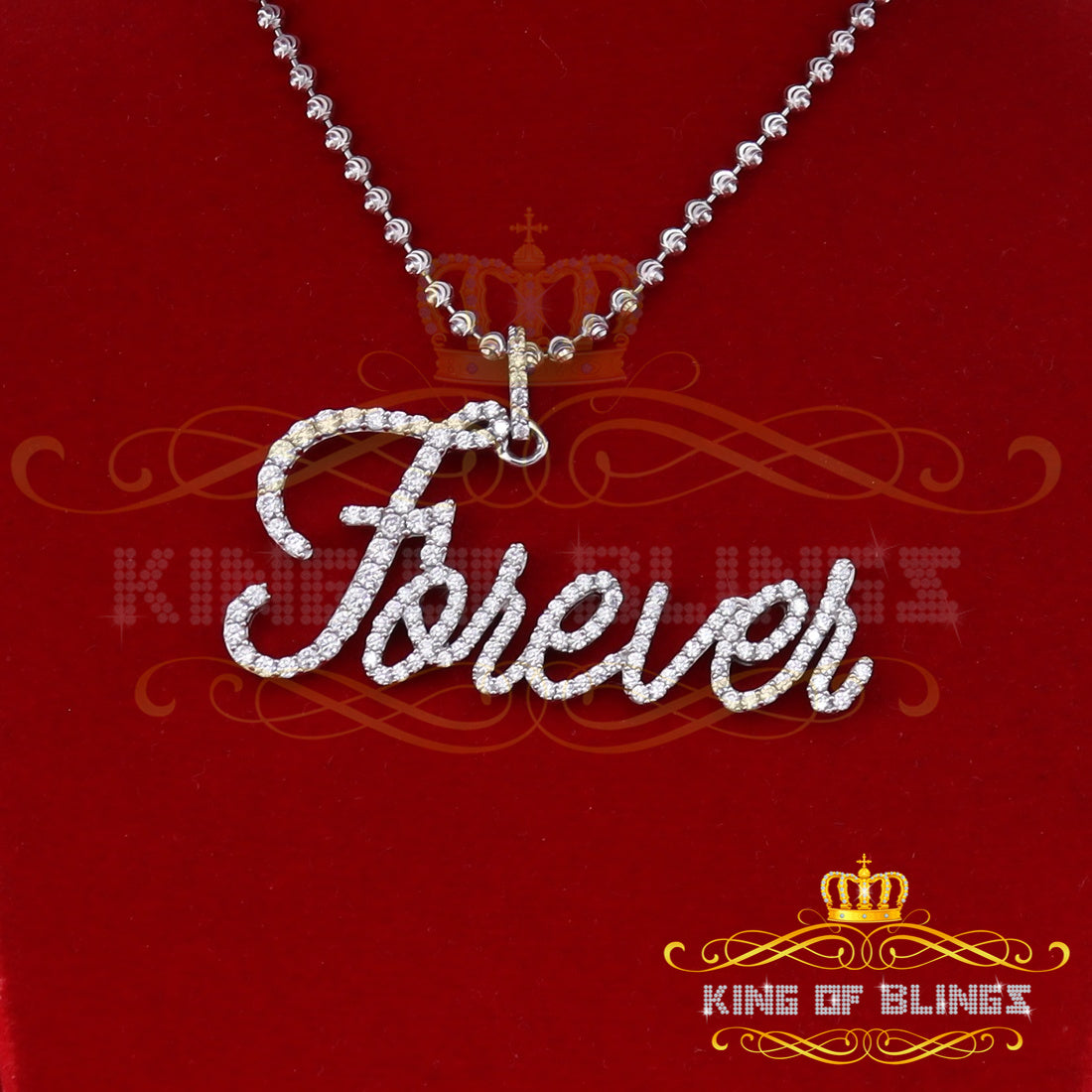 White 925 Forever Letter Pendant with Sterling Silver 6.47ct Cubic Zirconia KING OF BLINGS