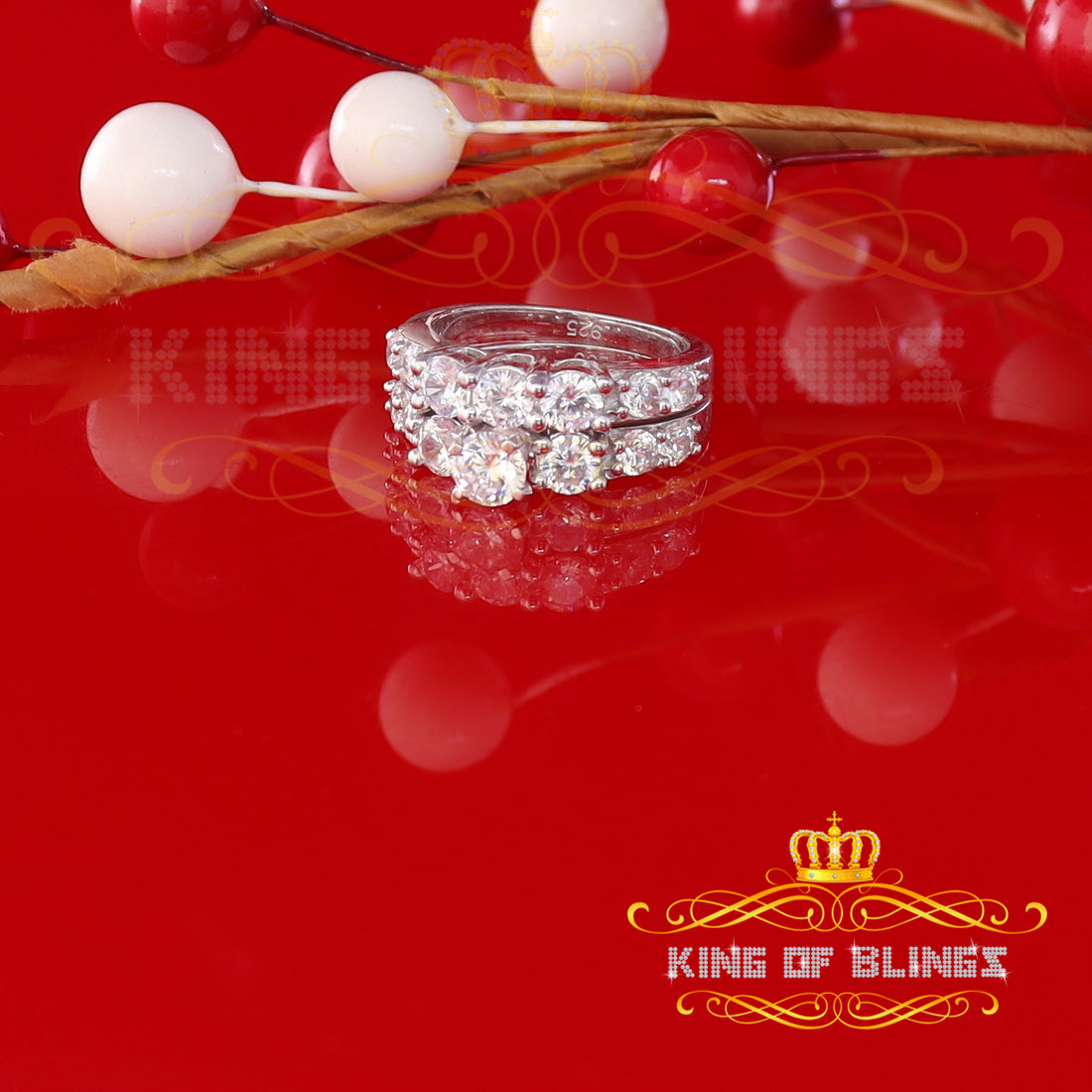 King Of Bling's4.82ct White Cubic Zirconia 925 Sterling Silver Bridal Fashion Womens Ring SZ 7 KING OF BLINGS