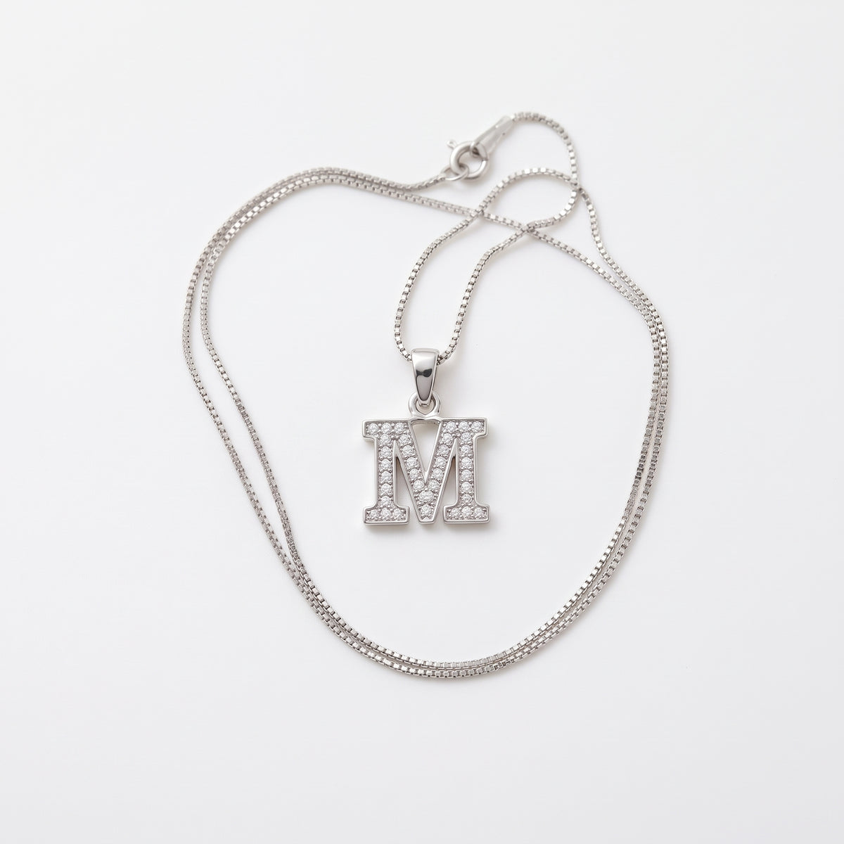 King Of Bling's Attractive Sterling SilverAll Alphabet Letter White Pendant with Cubic Zirconia KING OF BLINGS