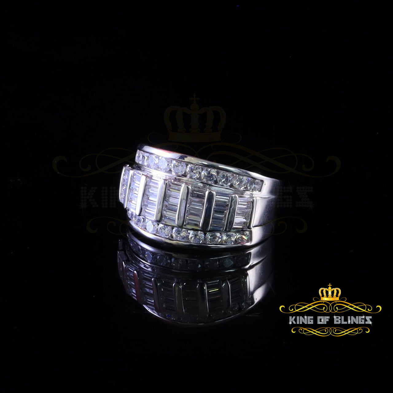 King Of Bling'sWhite 5.80ct Cubic Zirconia 925 Sterling Silver Bugget Women/Men's Ring Size 8.5